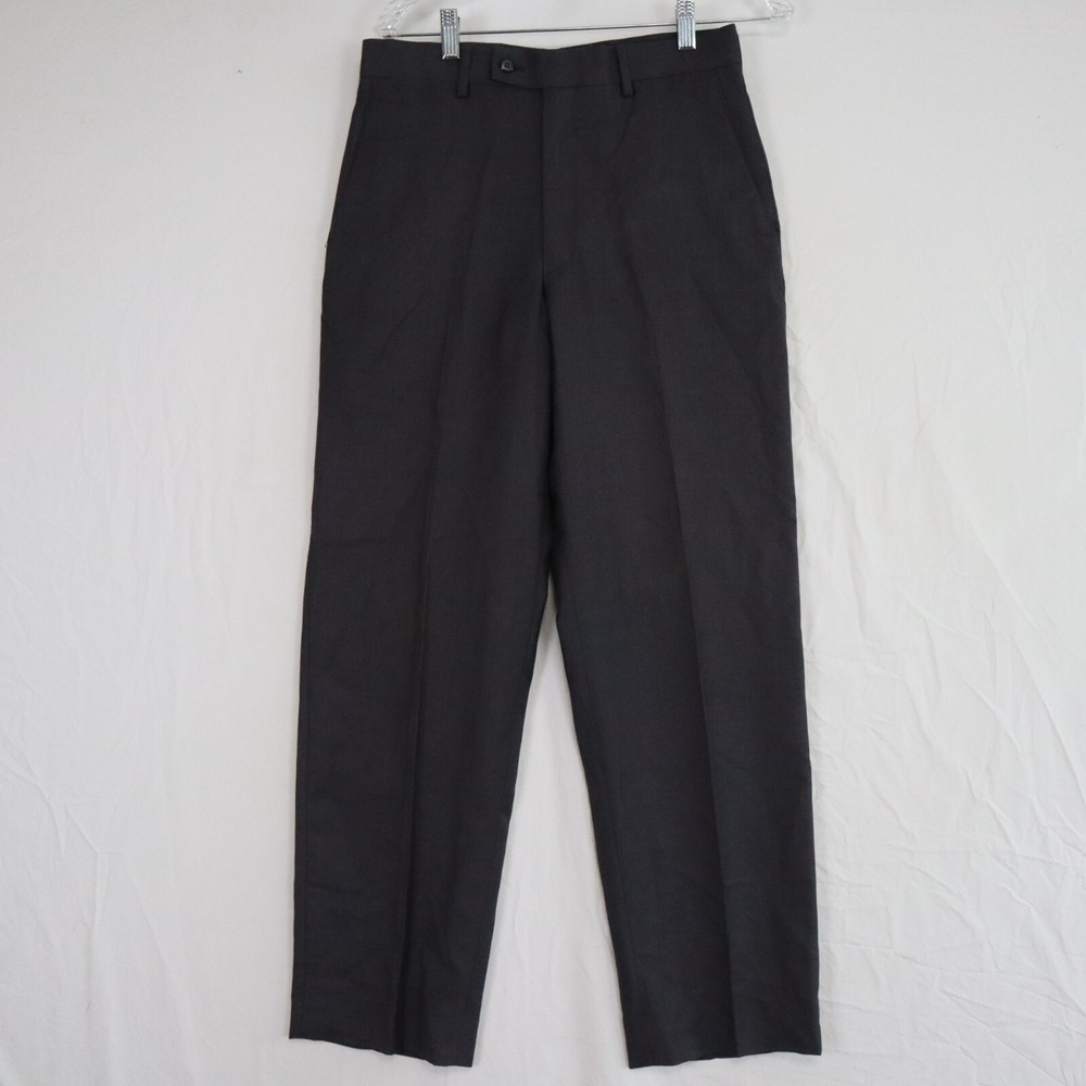 JF J Ferrar Pants Mens 30x30 Dress Slacks Suit Formal Flat Front Dark Gray - Picture 1 of 7